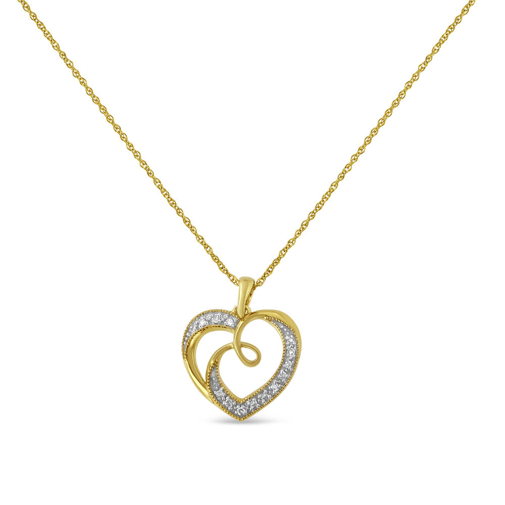 Yellow Plated Sterling Silver 0.1ct TDW Diamond Heart Pendant Necklace (H-I,I2)