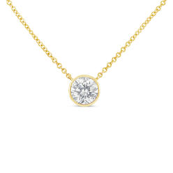 Haus of Brilliance 10K Yellow Gold 1/3ct. TDW Bezel-Set Diamond Solitaire Pendant Necklace(H-I,SI2-I1)
