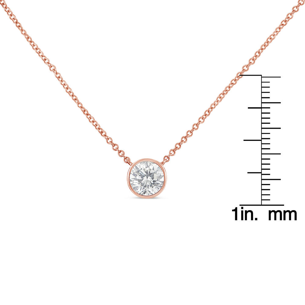 10K Rose Gold 0.2ct. TDW Bezel-Set Diamond Solitaire Pendant Necklace(H-I,SI2-I1)