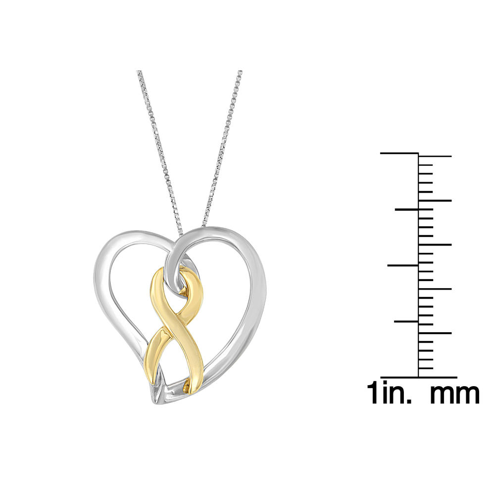 14k Gold over Silver Heart Bow Pendant Necklace