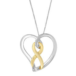 Haus of Brilliance 14k Gold and Silver Heart Bow Pendant Necklace