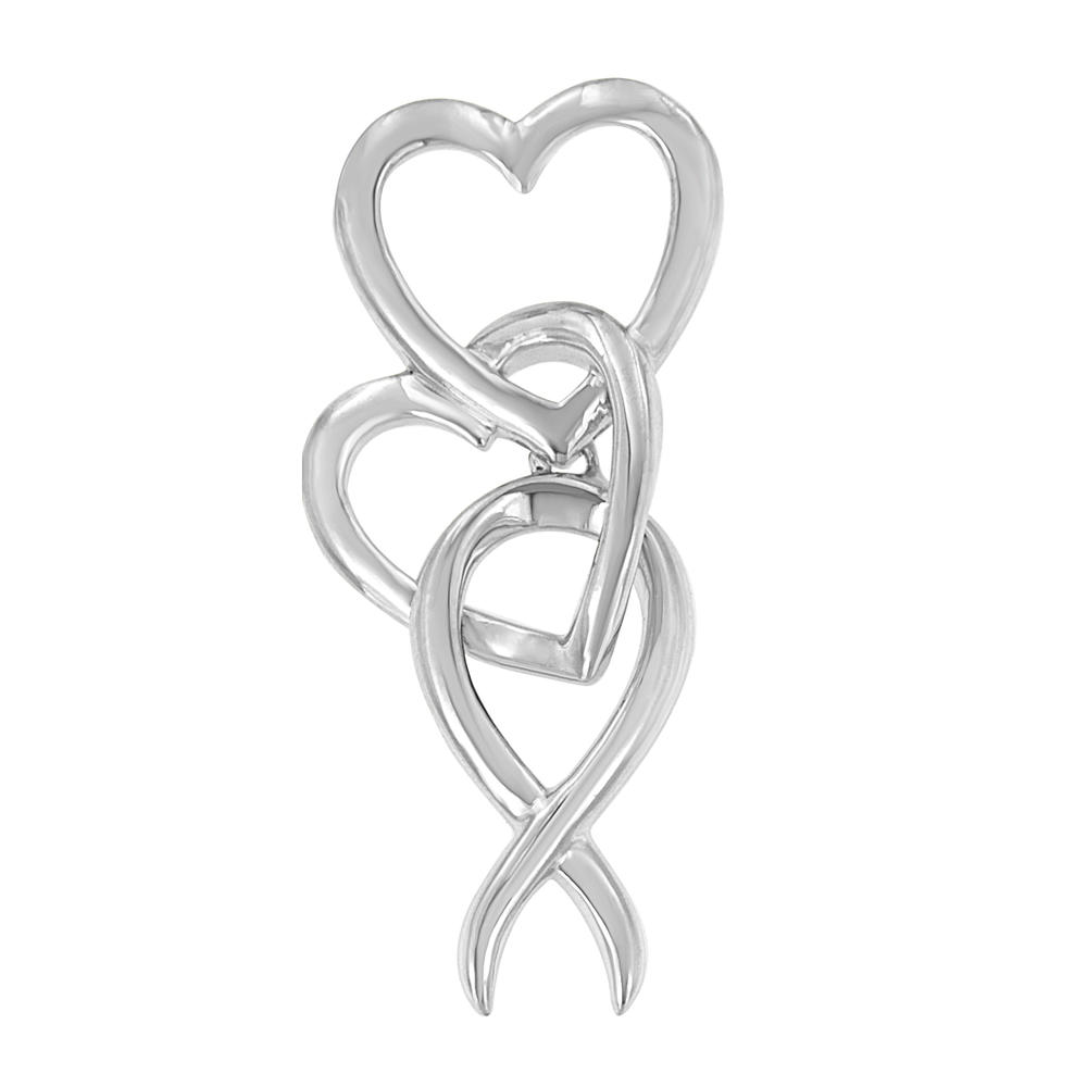 Sterling Silver Two Heart Pendant Necklace