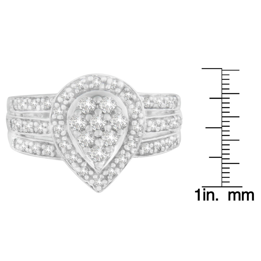 10k White Gold 0.5ct TDW Round Cut Diamond Teardrop Ring (H-I,SI2-I1)