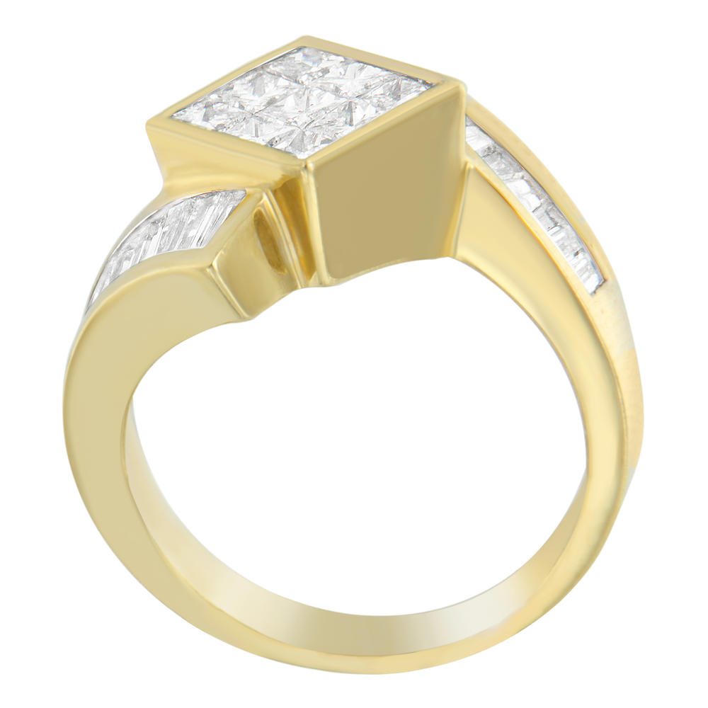14K Yellow Gold 1.9ct. TDW Princess and Baguette-cut Diamond Ring (G-H, SI2-I1)