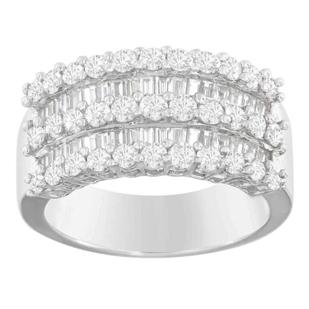 14K White Gold 2 CTTW Round and Baguette-cut Diamond Ring (H-I, SI2-I1)