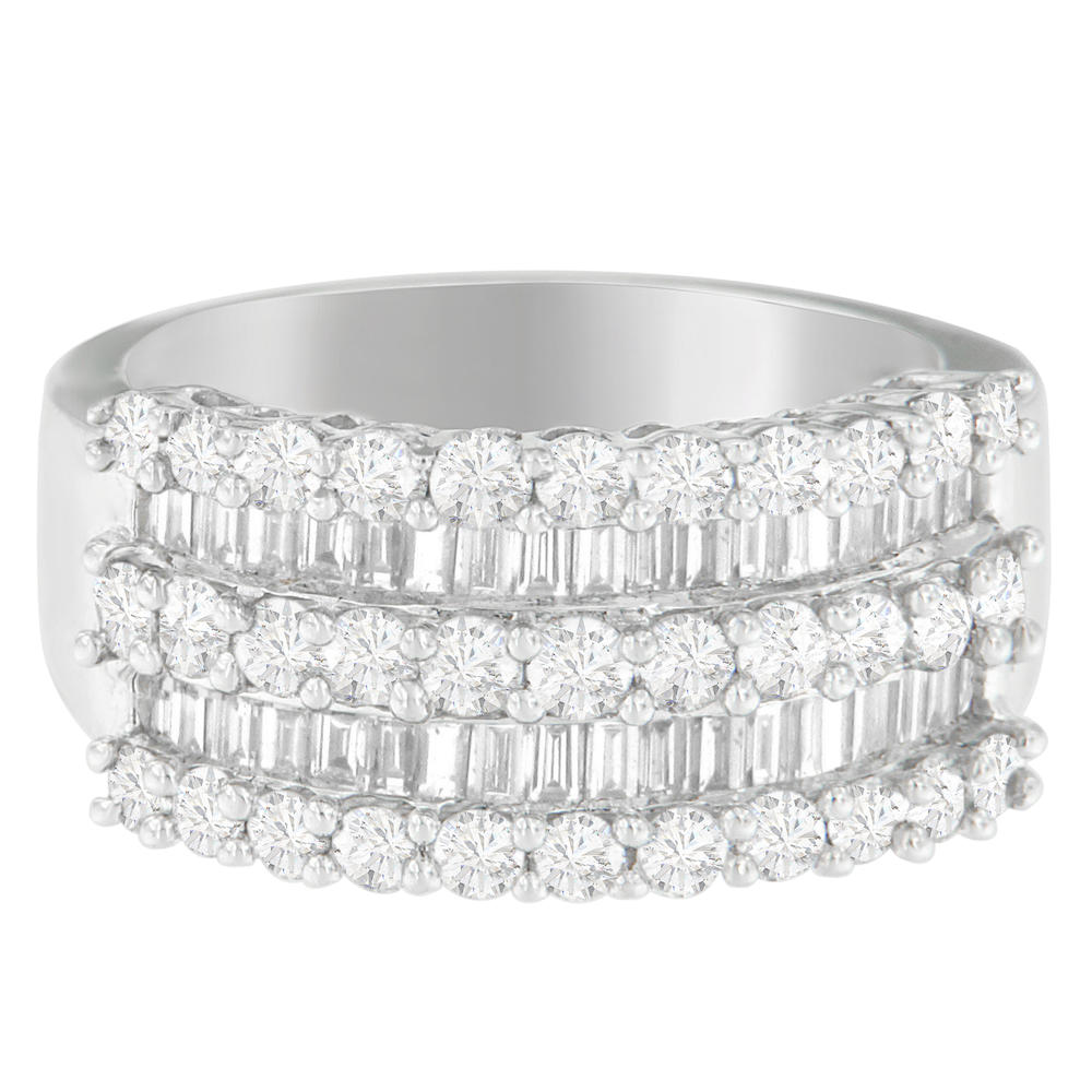 14K White Gold 2 CTTW Round and Baguette-cut Diamond Ring (H-I, SI2-I1)