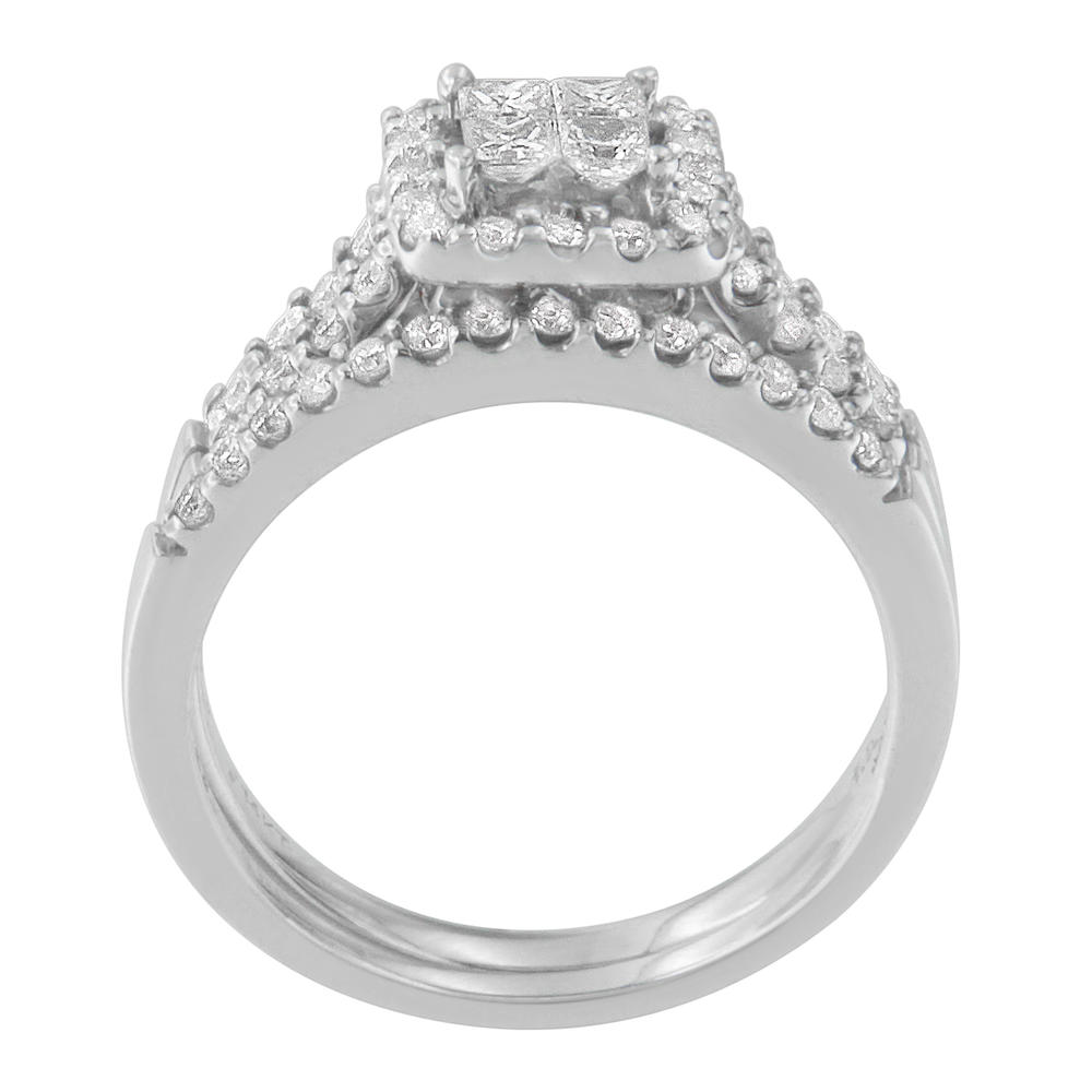 Women's 14k White Gold 3/4ct TDW Round and Princess Cut Diamond Wedding/Engagement Ring Set (I-J, I2-I1)