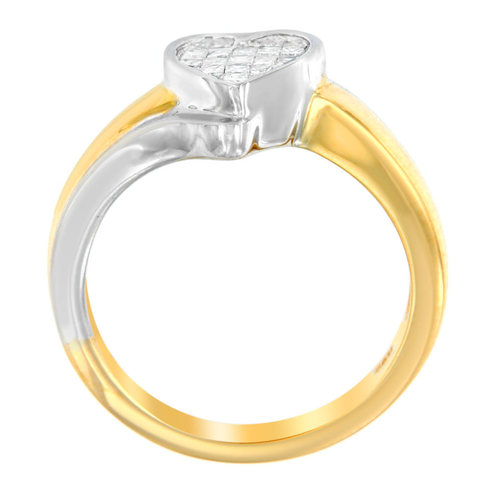 14k Two-toned Gold 1/4ct TDW Princess-cut Diamond Heart Promise Ring (H-I, SI1-SI2)