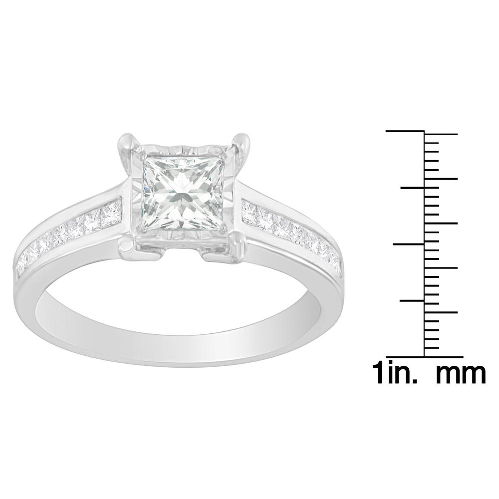 10k White Gold 1ct TDW Princess Cut Diamond Square Framed Ring (I2-I3, H-I)