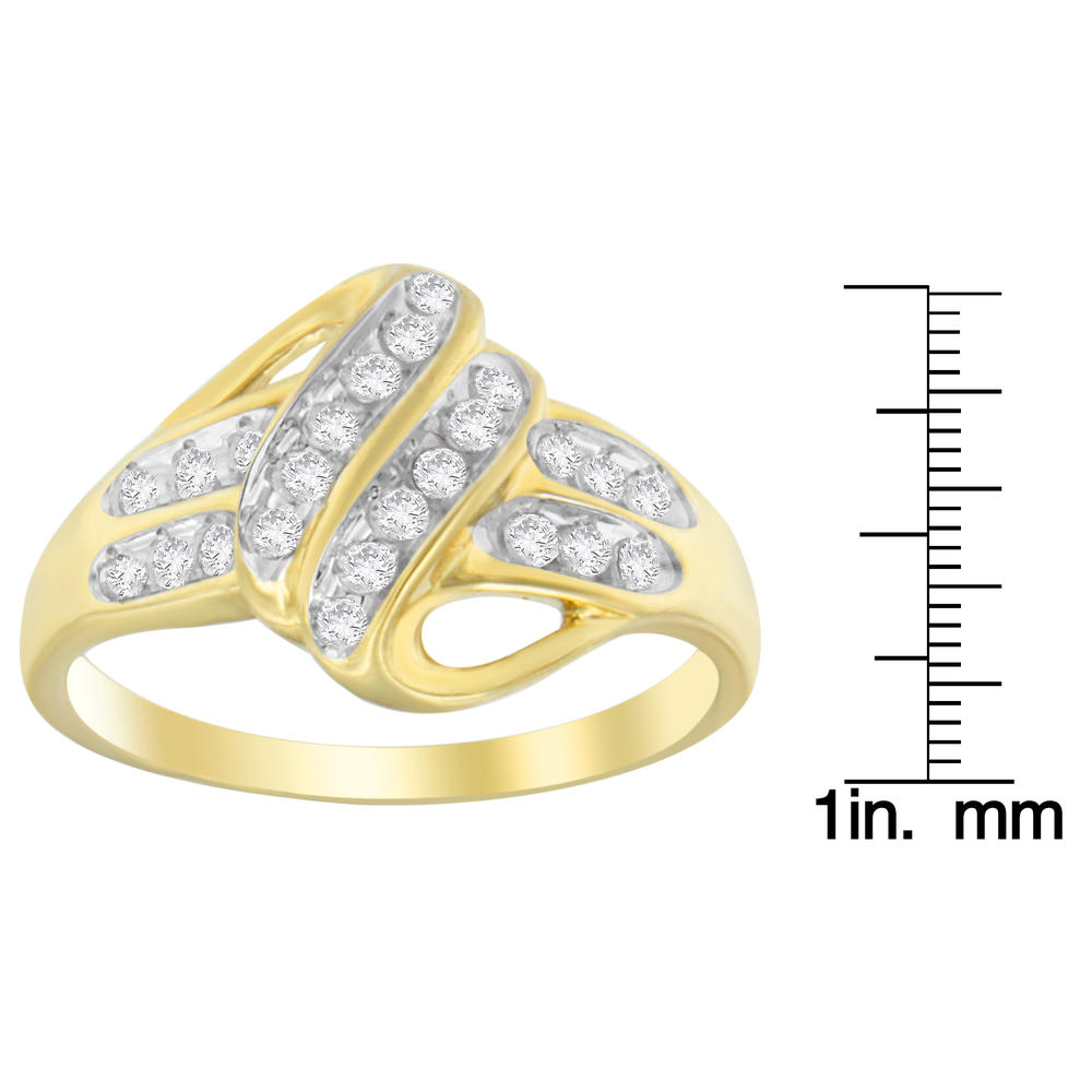 10k Yellow Gold-Plated Sterling Silver 1/4 CTTW Diamond Cross-Over Ring (I-J, I2-I3)