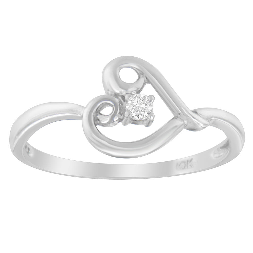 10K White Gold 0.05 ct. TDW Diamond Heart Ring (H-I,SI1-SI2)