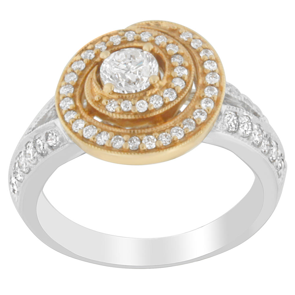 18K Two-Toned Gold 1ct. TDW Round-Cut Diamond Ring(H-I, SI2-I1)