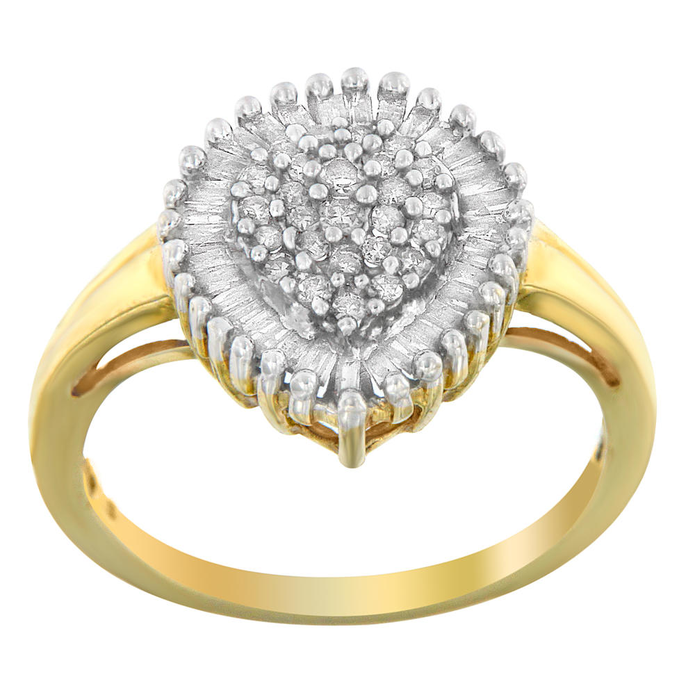 10K Yellow Gold 1/2ct. TDW Round and Baguette Diamond Ring (I-J,I2-I3)