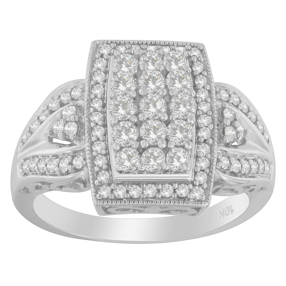 10K White Gold 1 CTTW Round Cut Diamond Ring (H-I,SI2-I1)