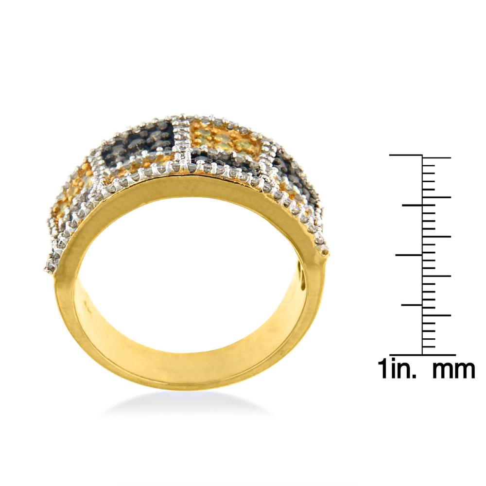 14K Yellow Gold 1 1/2ct. TDW Champagne, Yellow and Round Diamond Fashion Band Ring (I-J,I1-I2)