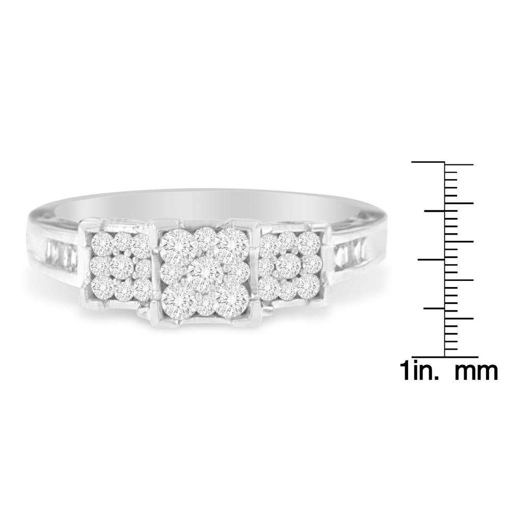 10k White Gold 1/2ct TDW Round and Baguette Diamond Ring (H-I, SI1-SI2)