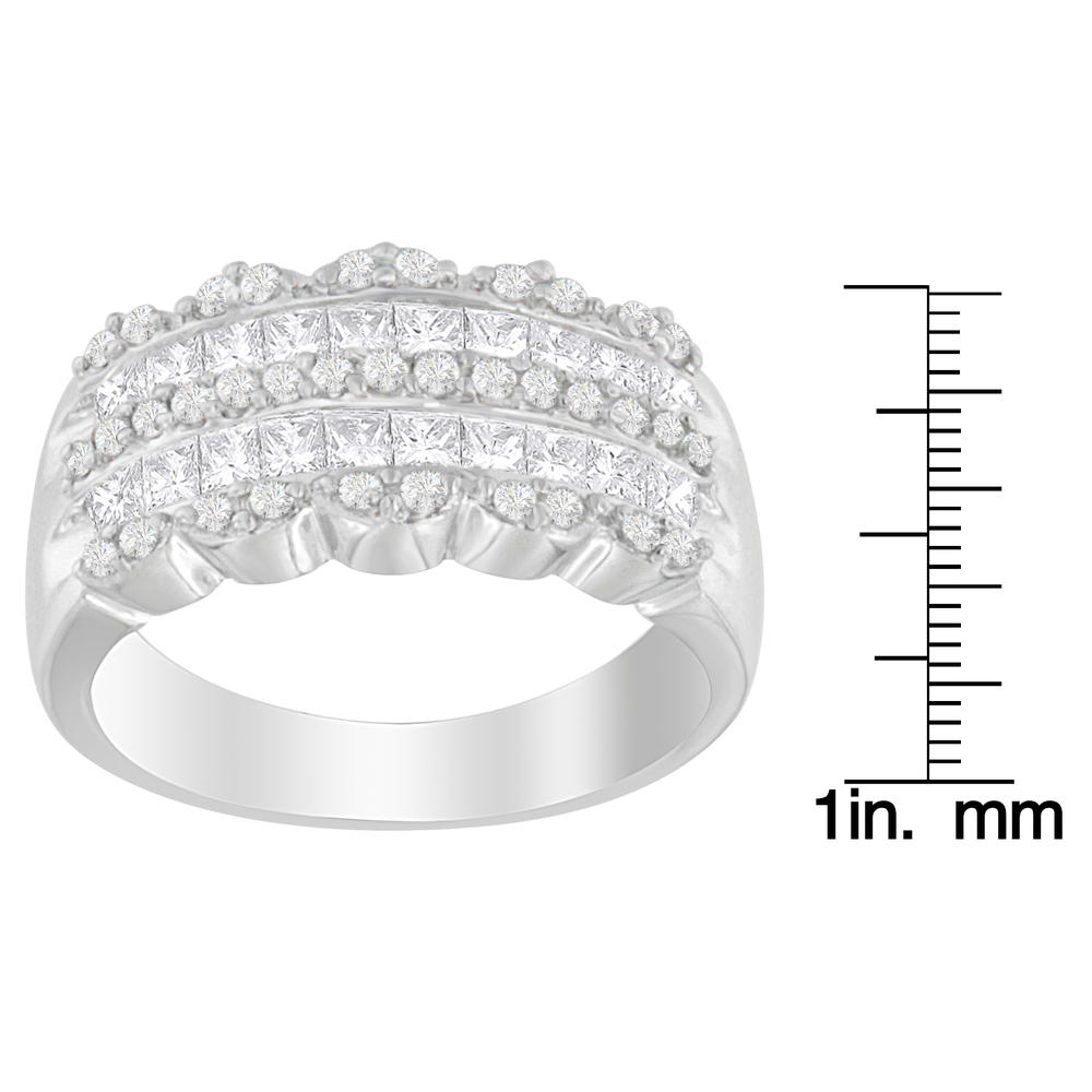 14K White Gold 1.15ct. TDW Round and Princess-Cut Diamond Ring(H-I, SI2-I1)