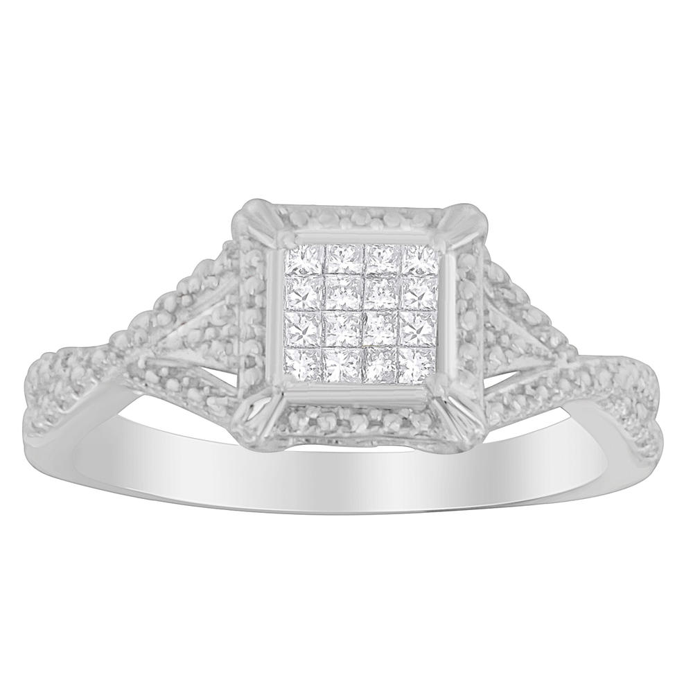 10K White Gold 0.15 ct. TDW Princess Cut Diamond Ring (H-I,SI1-SI2)