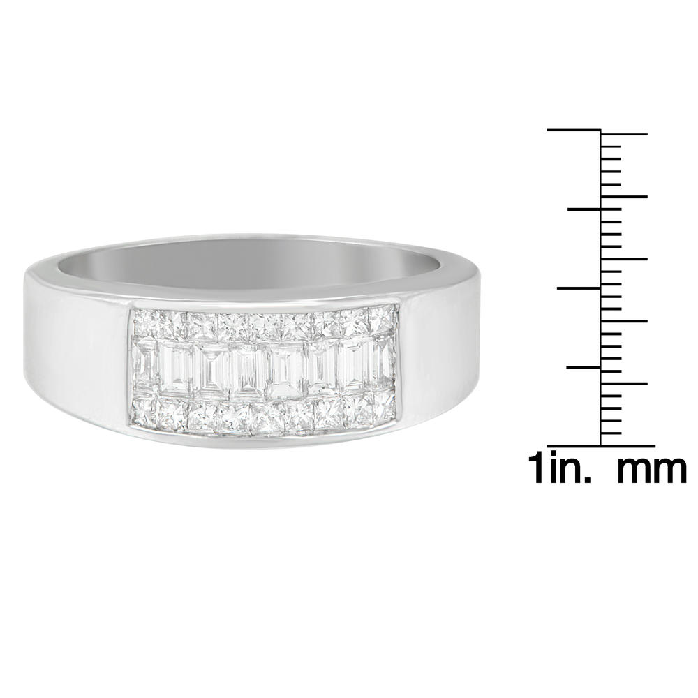 14K White Gold 0.8 CTTW Round and Baguette-cut Diamond Ring (G-H, SI1-SI2)