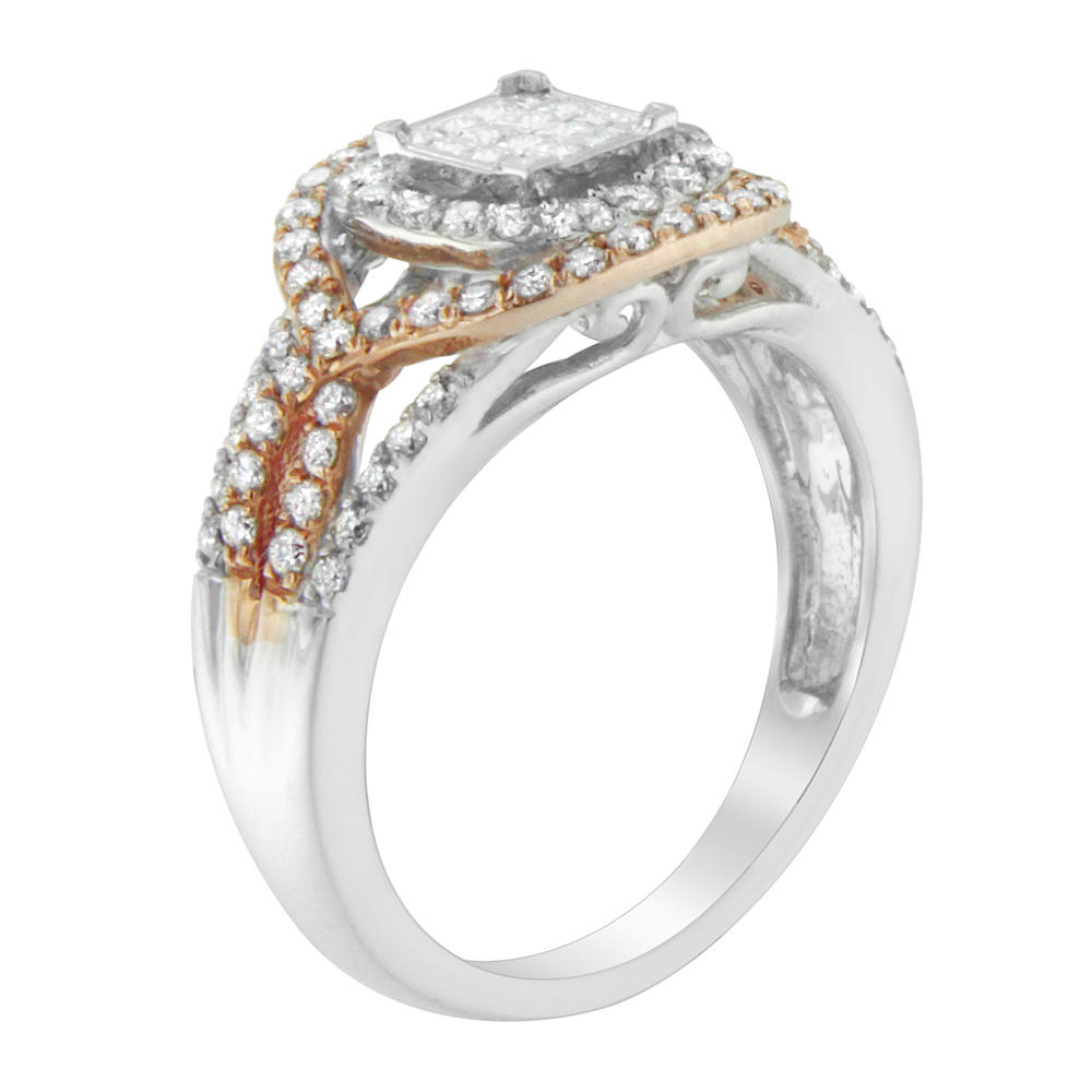 10k Two-Toned Gold 0.9ct TDW Mixed-Cut Diamond Composite Frame Ring(H-I,SI1-SI2)