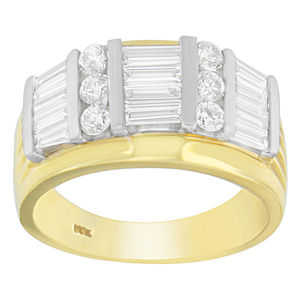 14K Yellow Gold 1 1/2 ct. TDW Round and Baguette-cut Diamond Ring (H-I, SI1-SI2)