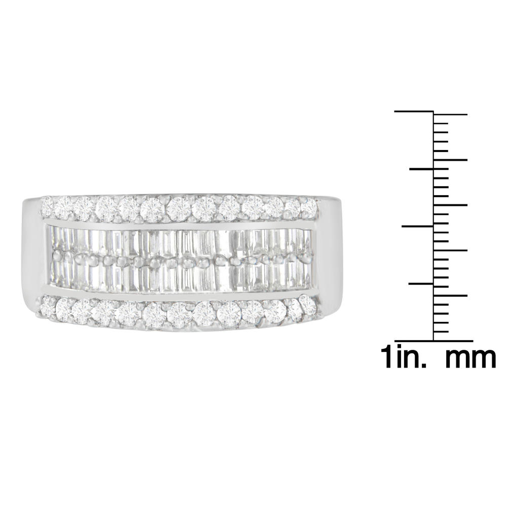 14K White Gold 1 CTTW Round and Baguette-cut Diamond Ring (G-H, SI2-I1)