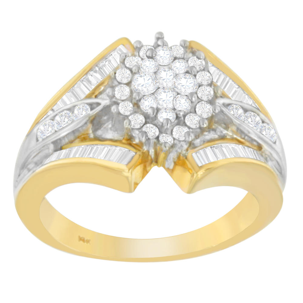 14K Yellow Gold 1 CTTW Round and Baguette-cut Diamond Ring (H-I, I2-I3)