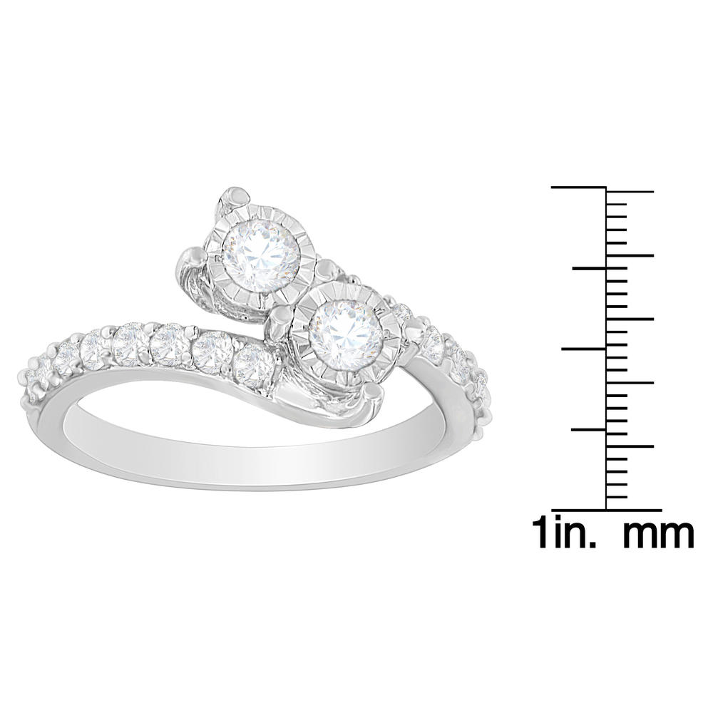 10K White Gold 1ct. TDW Two-Stone Diamond Ring (H-I,I1-I2)