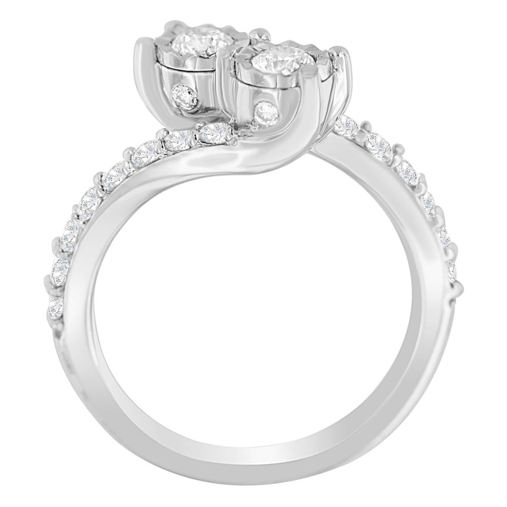 10K White Gold 1ct. TDW Two-Stone Diamond Ring (H-I,I1-I2)