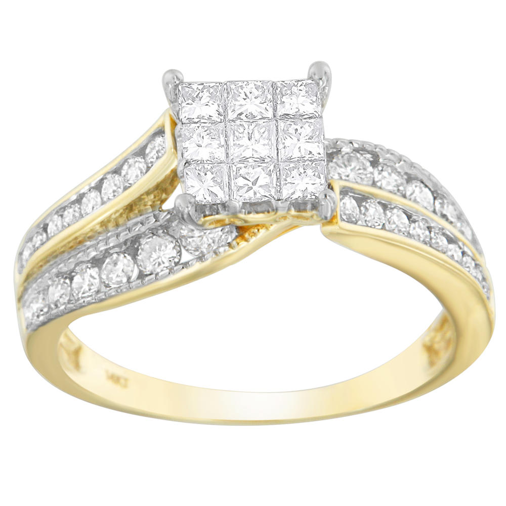 14k Yellow Gold 1.50ct Round and Princess Cut Diamond Fashion Ring (H-I,SI2-I1)