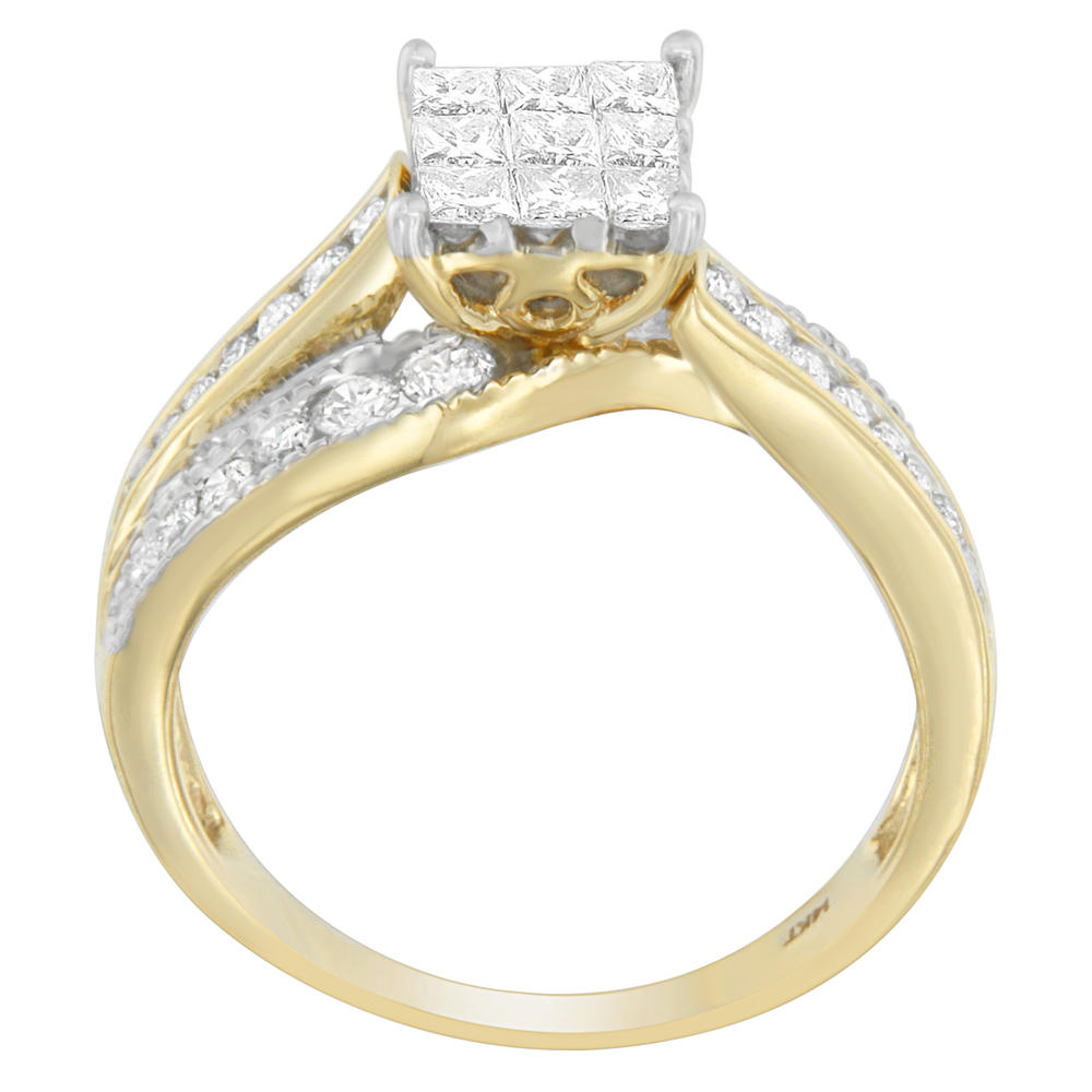 14k Yellow Gold 1.50ct Round and Princess Cut Diamond Fashion Ring (H-I,SI2-I1)
