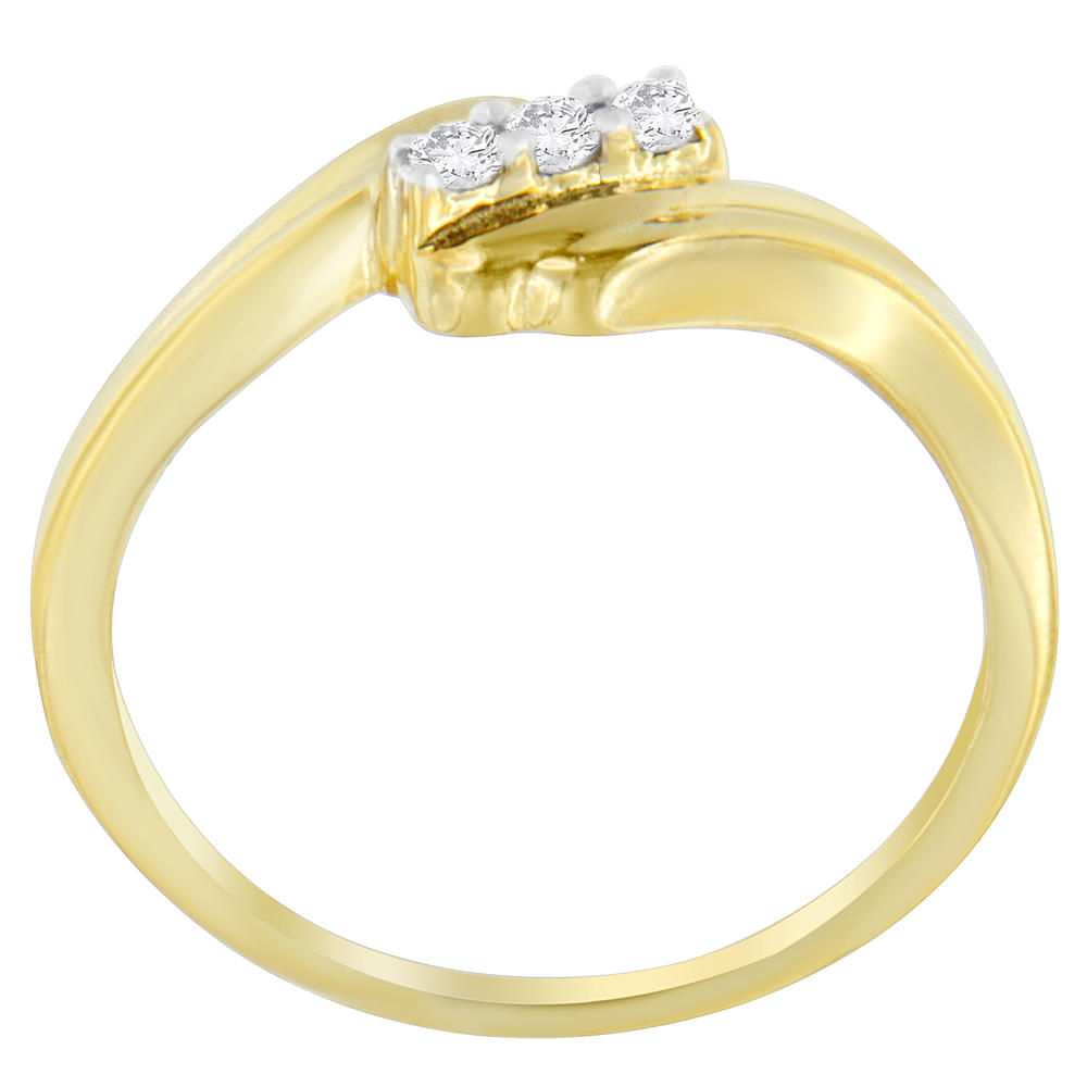 14k Yellow Gold 0.10ct TDW Round Cut Diamond Swirl Ring (H-I,SI2-I1)