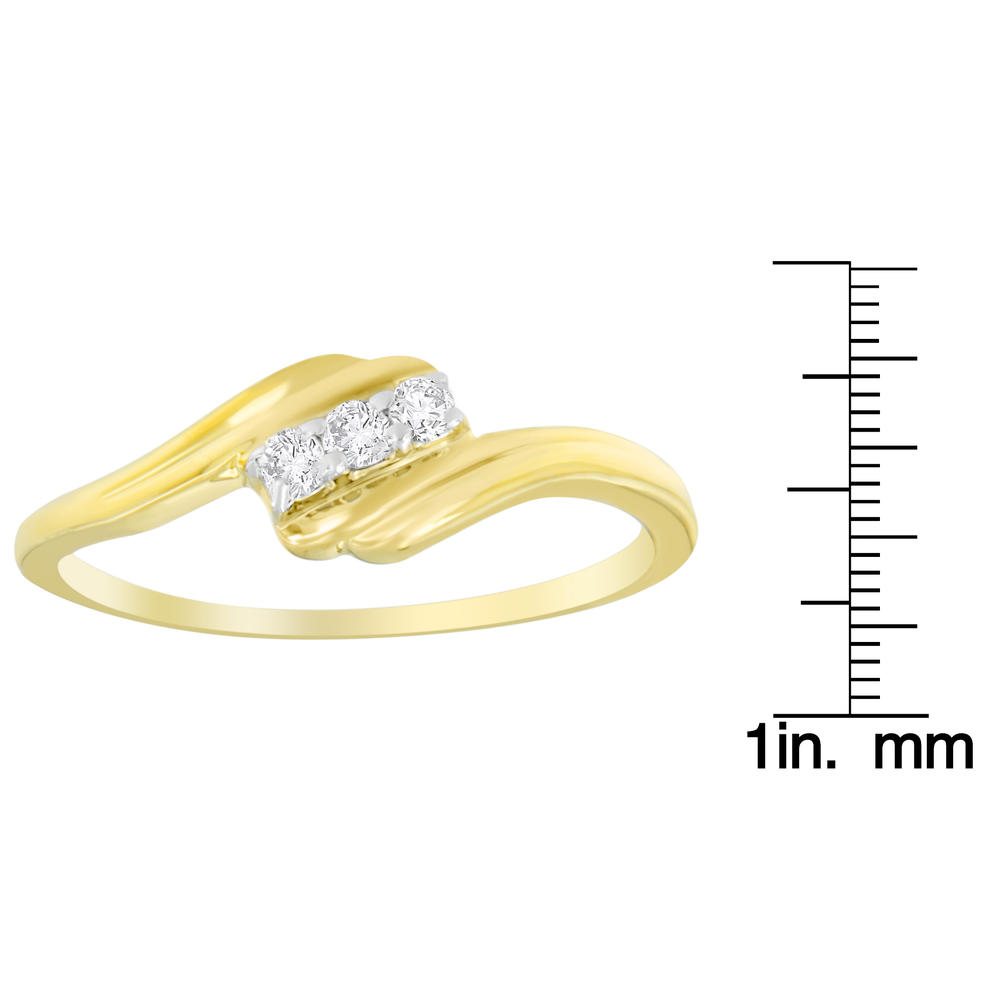 14k Yellow Gold 0.10ct TDW Round Cut Diamond Swirl Ring (H-I,SI2-I1)