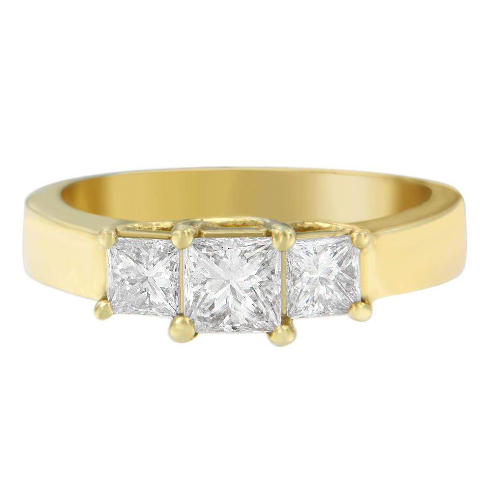 14K Yellow Gold 1ct. TDW Princess-cut Diamond Ring( H-I,VS2-SI1)