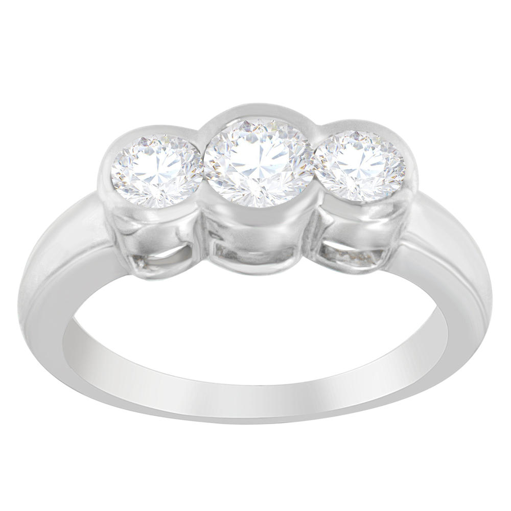14K White Gold Bezel Set 3-stone Diamond Ring (1.00 cttw, G-H Color, SI2-I1 Clarity)