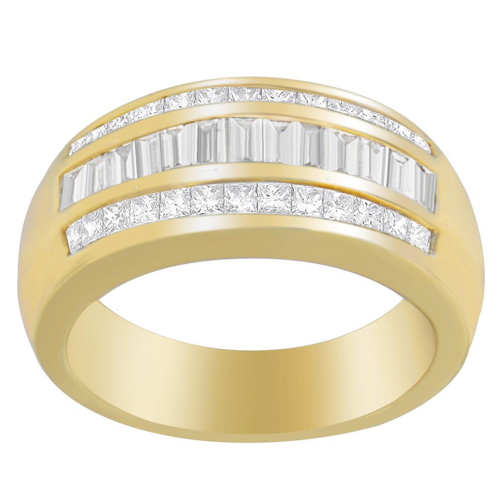 14K Yellow Gold 1ct. TDW Princess and Baguette-Cut Diamond Ring(H-I, SI1-SI2)