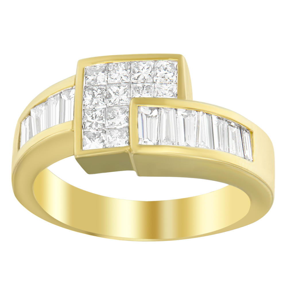 14K Yellow Gold 1 1/2 CTTW Princess and Baguette-cut Diamond Ring (G-H, SI2-I1)