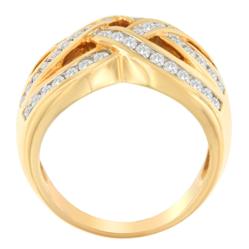10k Yellow Gold Crossover Ring with 1ct. TDW Round Cut Diamonds (I-J,I3)