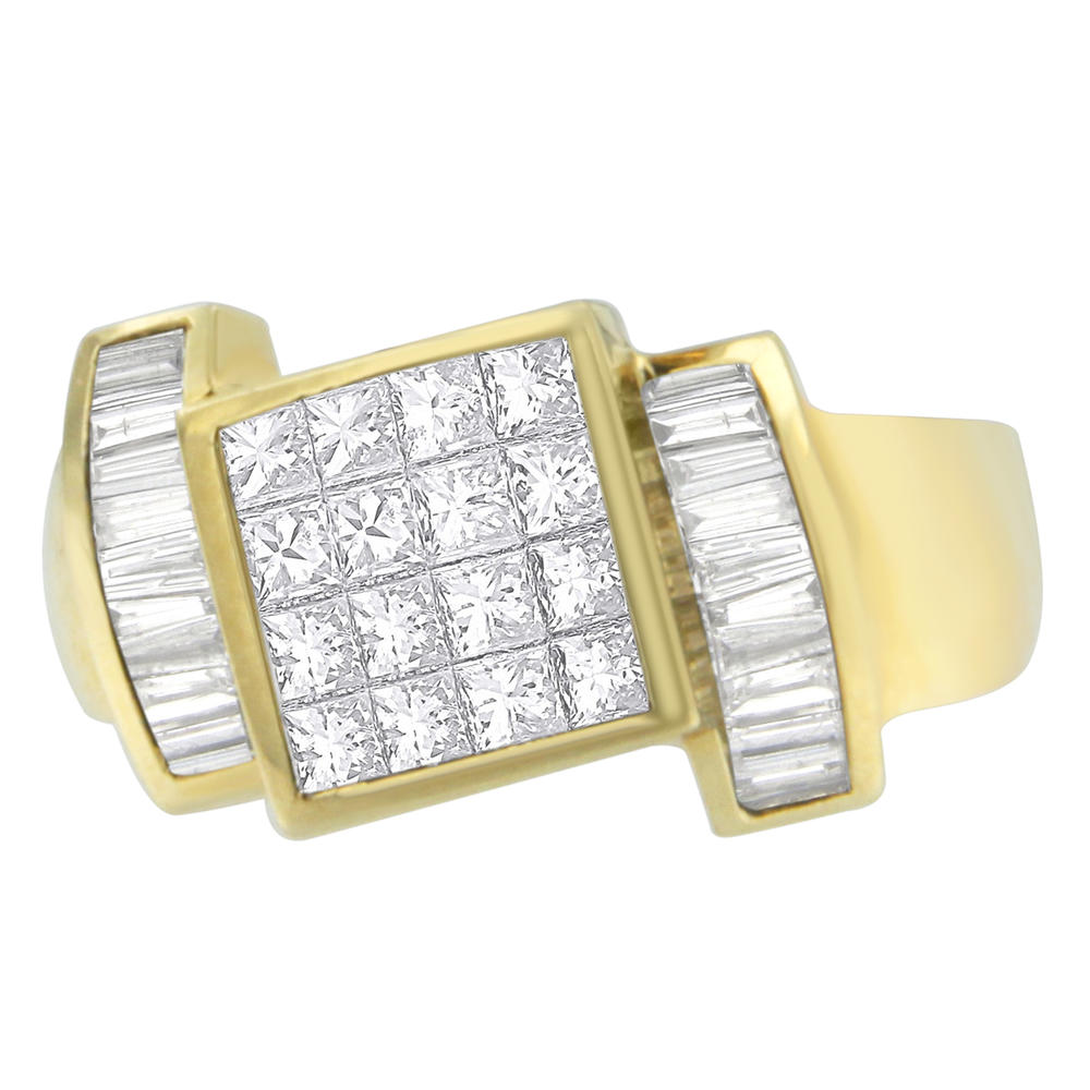 14K Yellow Gold 1 5/8ct. TDW Princess and Baguette-cut Diamond Ring (G-H, VS2-SI1)