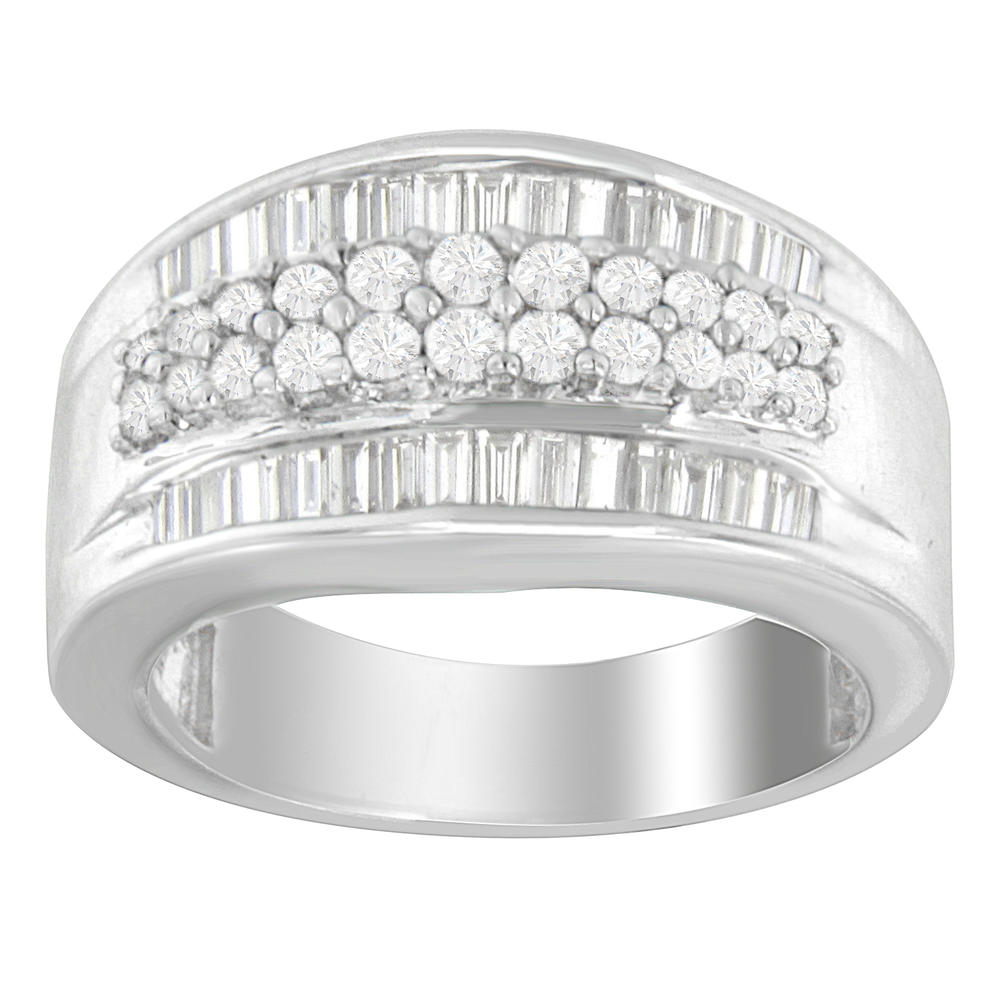 14K White Gold 1 CTTW Round and Baguette-cut Diamond Ring (G-H, I1-I2)