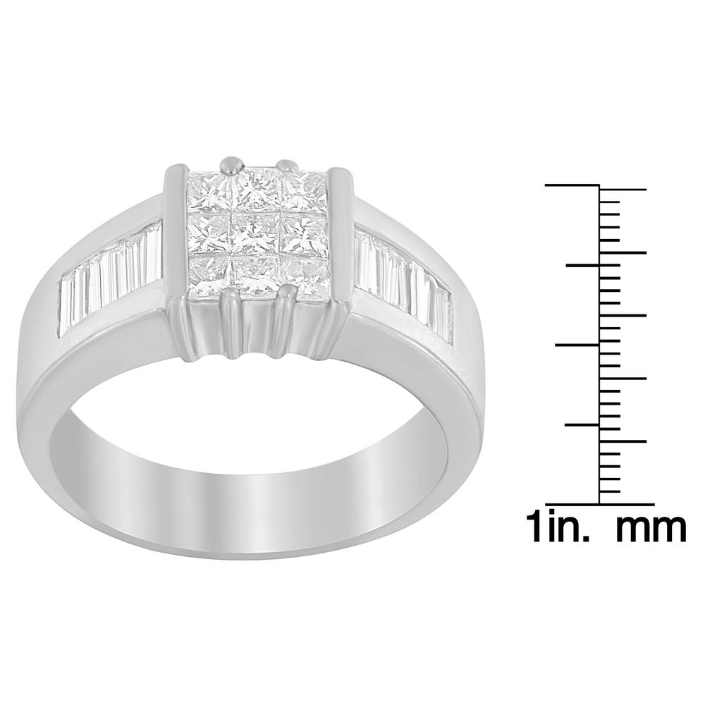 14K White Gold 1 1/2ct. TDW Princess and Baguette-cut Diamond Ring (G-H,VS1-VS2)