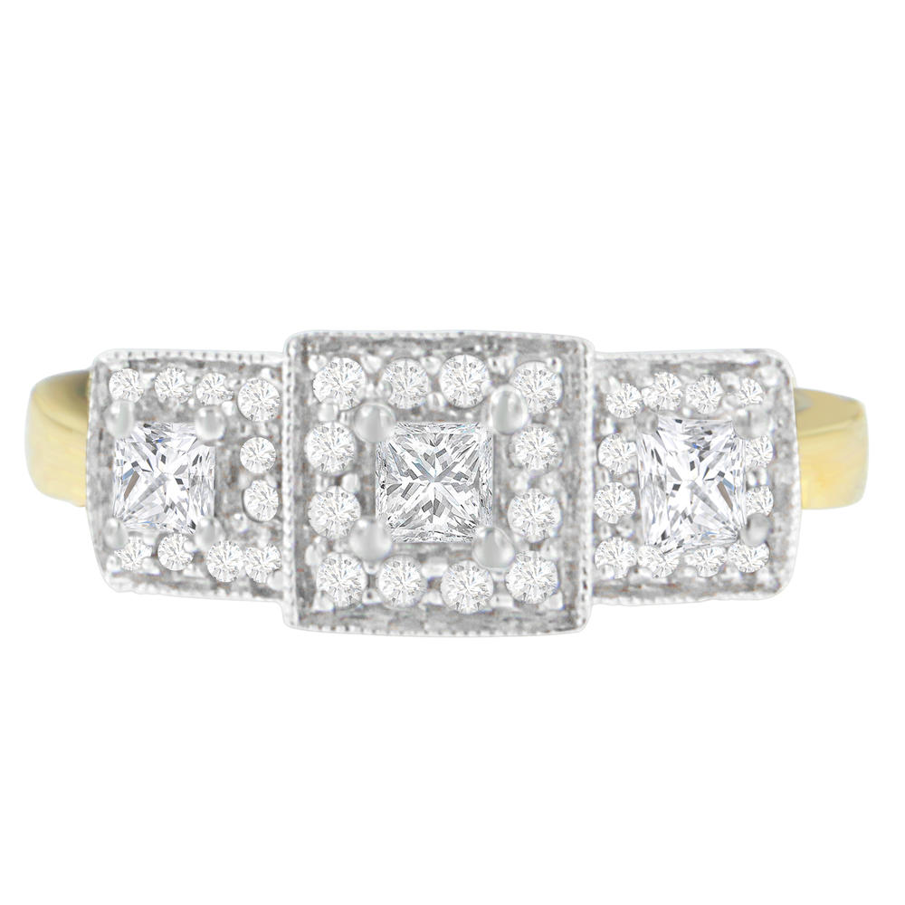 14K Two-Toned Gold 0.50 ct. TDW Round and Princess Cut Diamond Ring (H-I,SI2-I1)