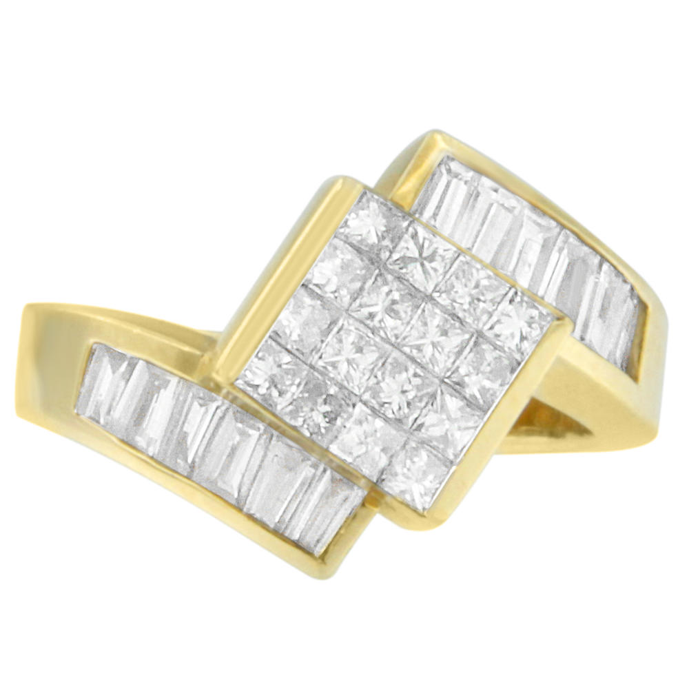 14K Yellow Gold 1 1/3 CTTW Princess and Baguette-cut Diamond Ring (G-H, SI1-SI2)