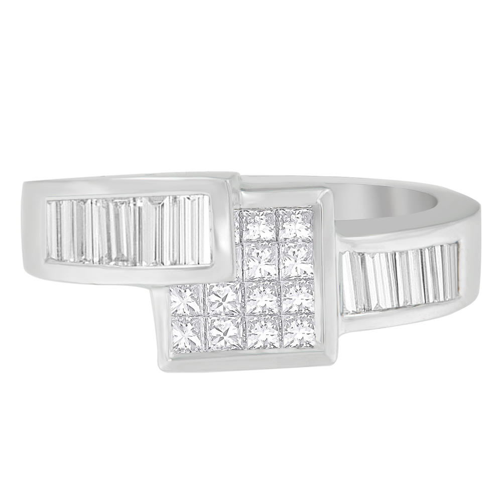 14K White Gold 1 1/3 CTTW Princess and Baguette-cut Diamond Ring (G-H, SI2-I1)