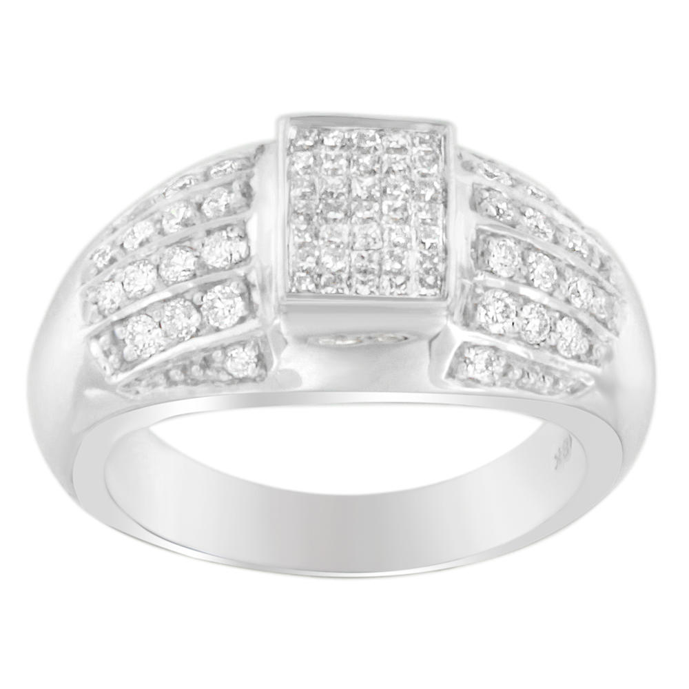 18K White Gold 3/4 CTTW Round and Princess-cut Diamond Ring (H-I, SI2-I1)