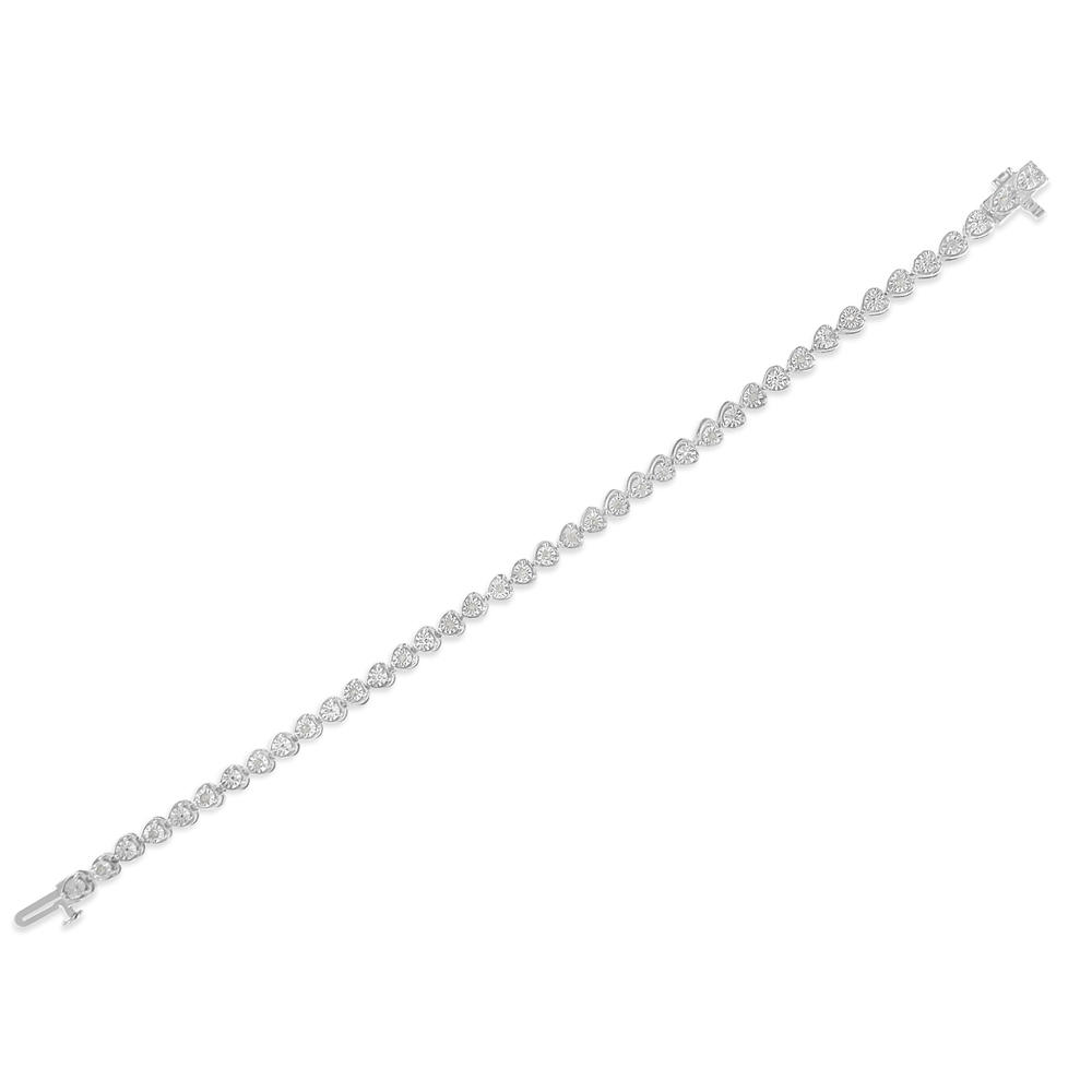 Sterling Silver 1/4ct TDW Diamond Heart Tennis Link Bracelet (I-J,I3)