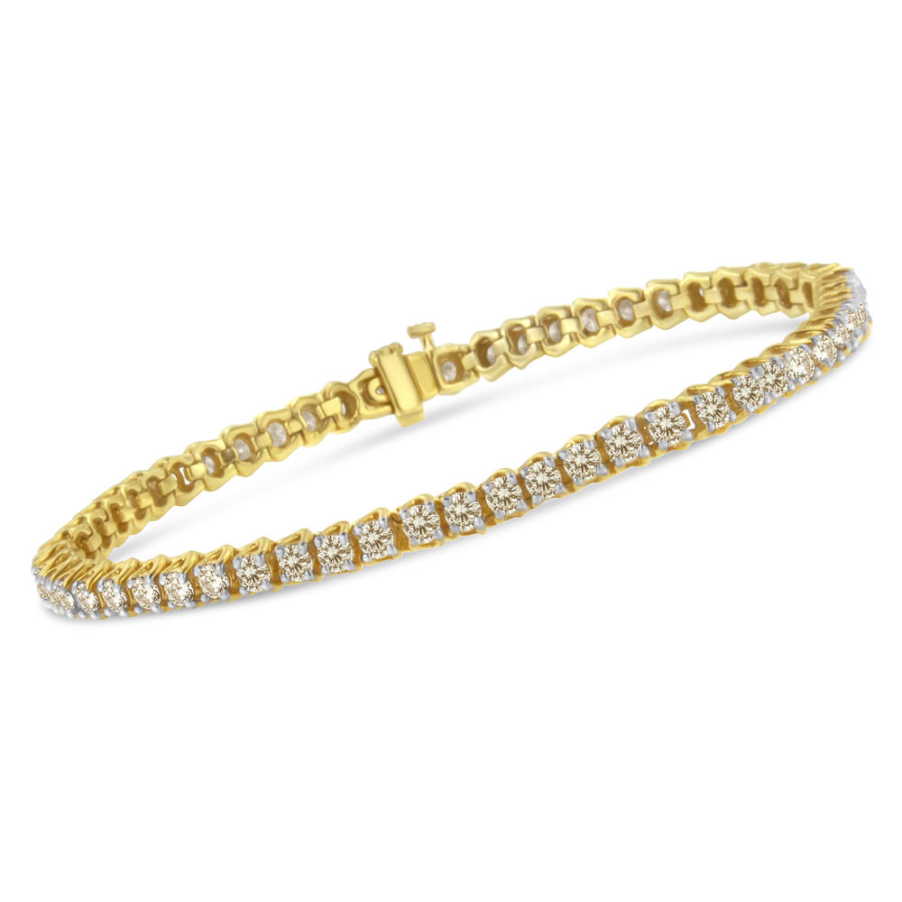 Yellow Gold-Plated Sterling Silver 5ct TDW Diamond Tennis Bracelet (J-K, I1-I2)