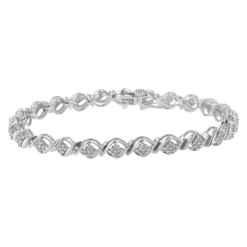 Sterling Silver 1ct TDW Diamond Cluster Link Tennis Bracelet (I-J, I3-Promo)