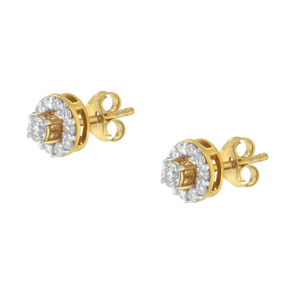 2 Micron Yellow Gold Plated Sterling Silver 1/2ct TDW Diamond Stud Earring (J-K, I2-I3)