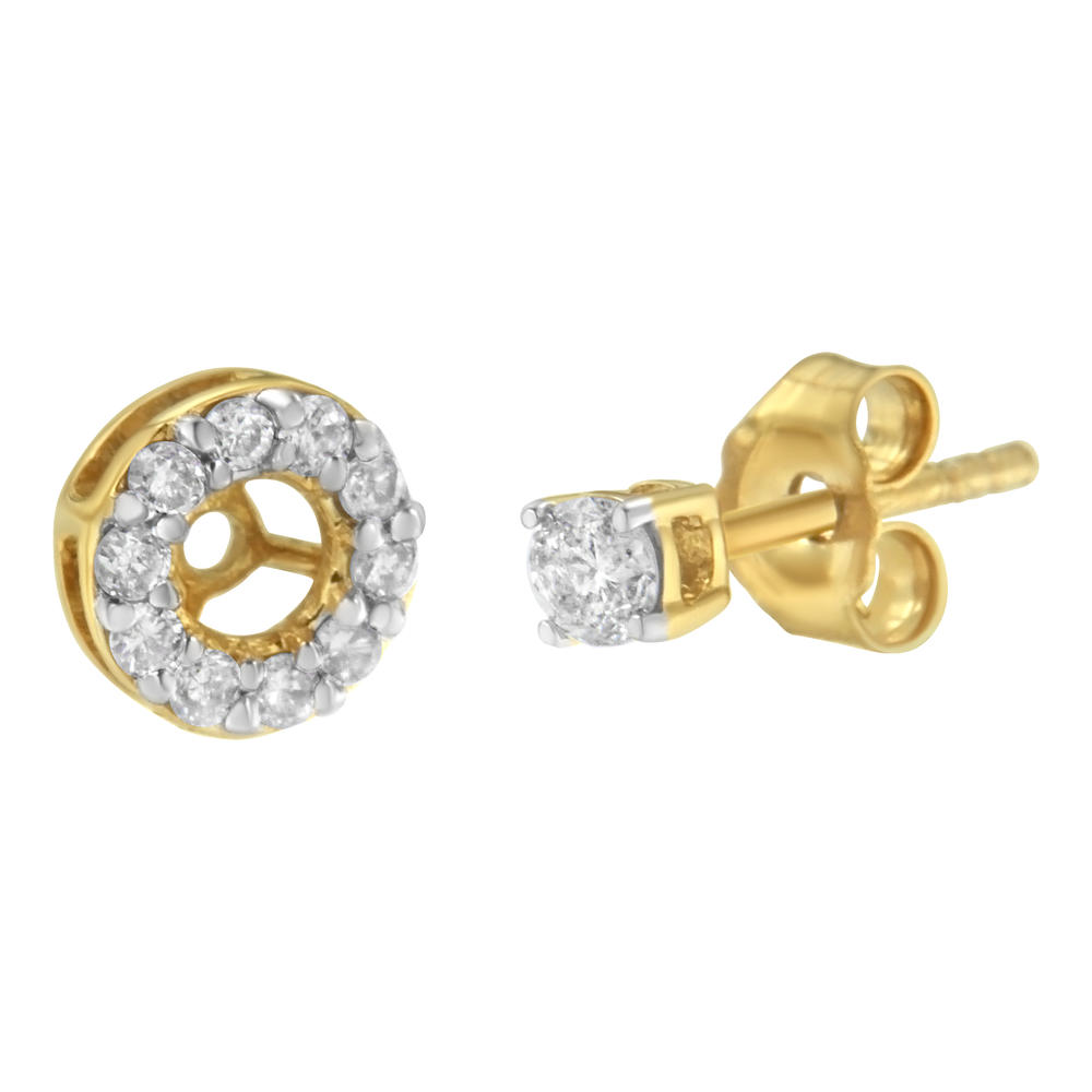 2 Micron Yellow Gold Plated Sterling Silver 1/2ct TDW Diamond Stud Earring (J-K, I2-I3)